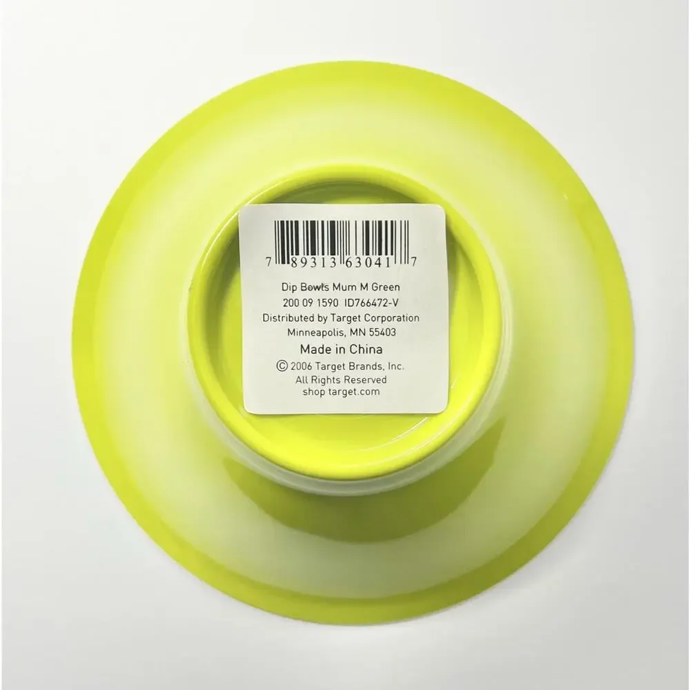 2006 Target Home New 6 Lime Green Flower Melamine Plastic Dip Bowls 6”